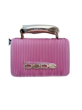 Bebe NWT Pink Ribbed Top-Handle Mini Bag with Gold Accent